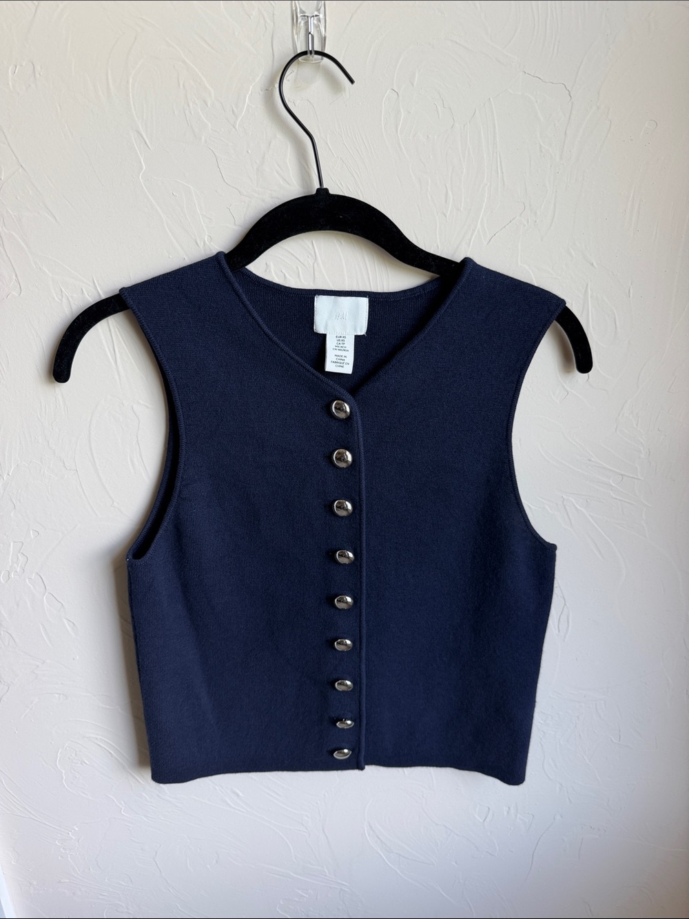 H&M Navy Button-Front Sleeveless Top